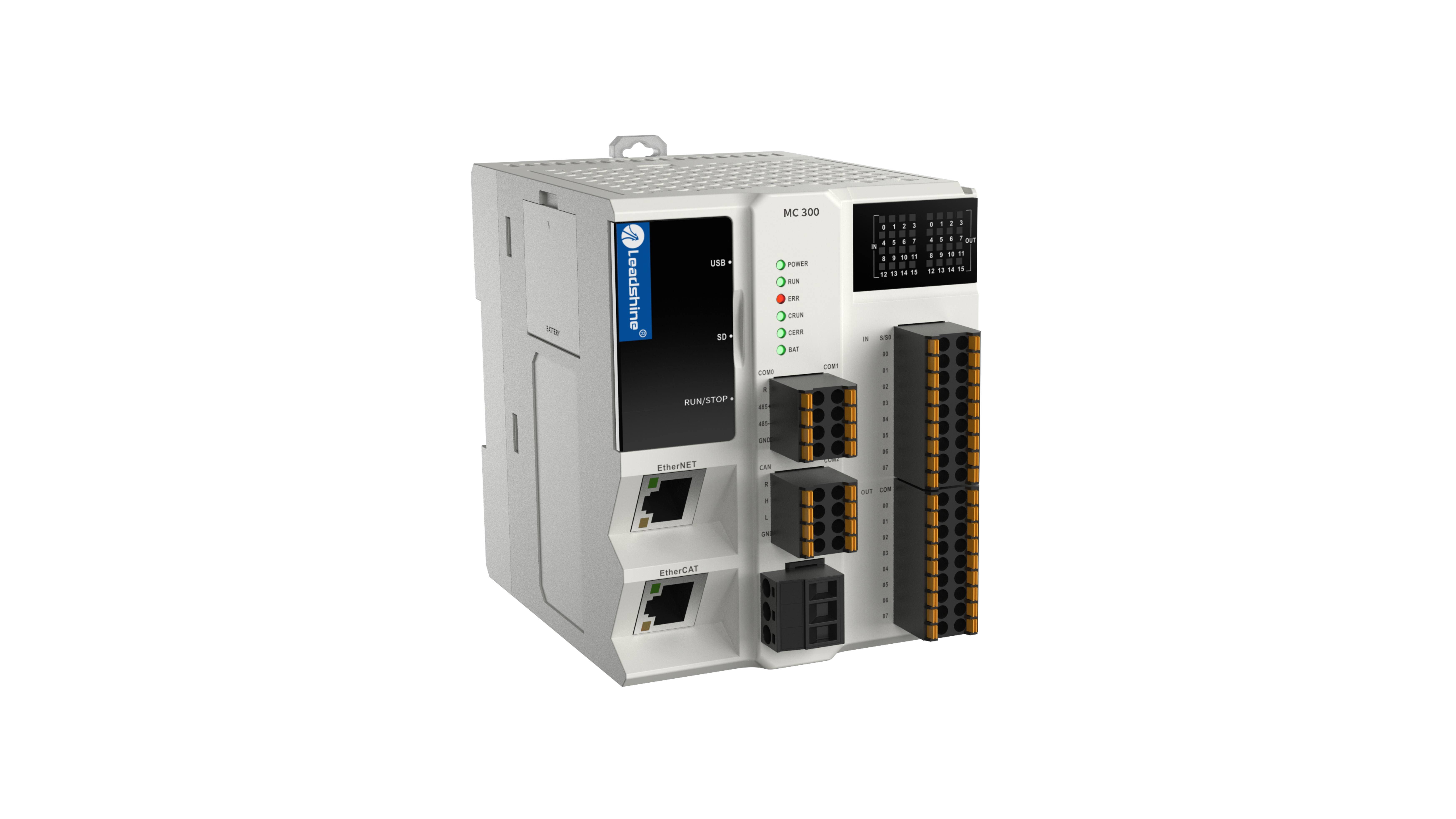 MC300系列基本型中型PLC，兼具运动控制、带轴能力、通讯接口丰富、质价比极佳等优点。